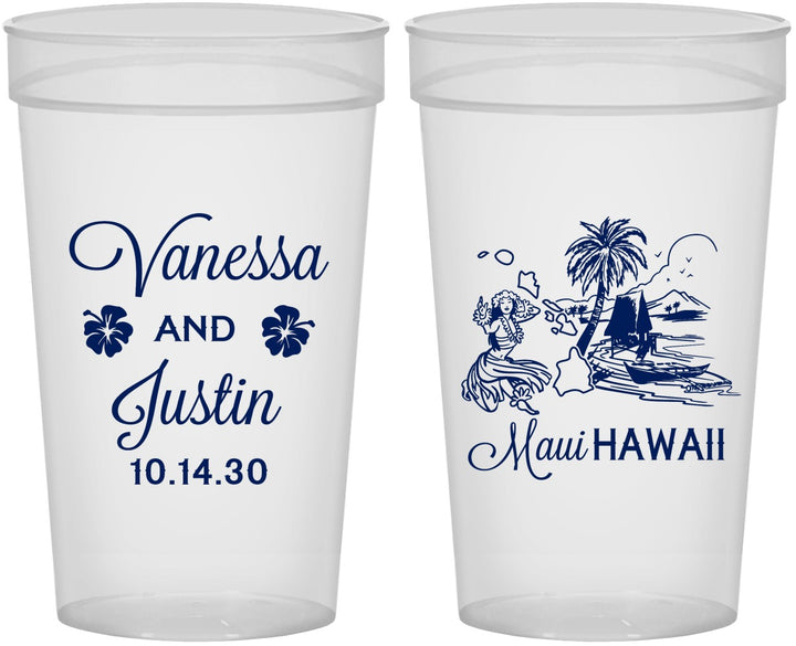 Personalized Wedding 32 oz Stadium Cups - Hawaii | 160