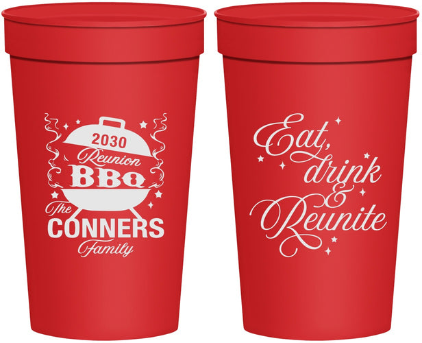 Personalized Family Reunion 32 oz Stadium Cups - Bbq Eat Drink Reunite | 160000