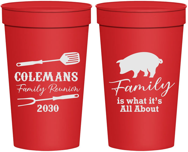 Personalized Family Reunion 32 oz Stadium Cups - Bbq Barbeque | 160002