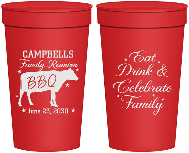 Personalized Family Reunion 32 oz Stadium Cups - Bbq Eat Drink | 160004