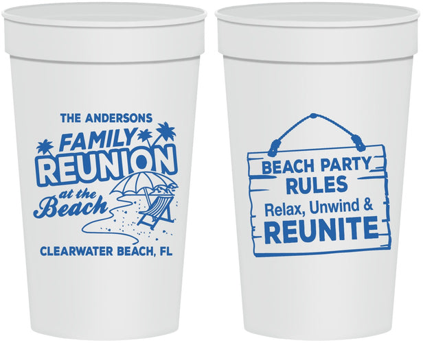 Personalized Family Reunion 32 oz Stadium Cups - Beach Reunite | 160011