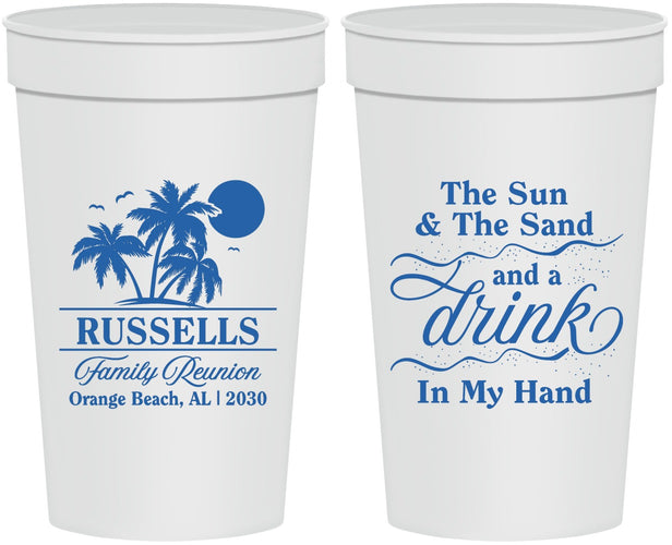 Personalized Family Reunion 32 oz Stadium Cups - Sun Sand Drink Beach | 160015