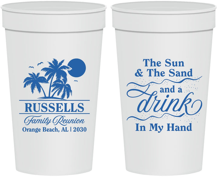 Personalized Family Reunion 32 oz Stadium Cups - Sun Sand Drink Beach | 160015
