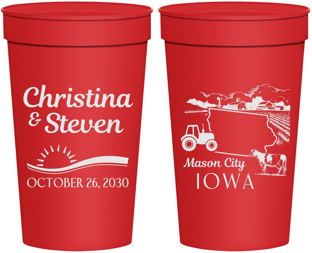 Personalized Wedding 32 oz Stadium Cups - Iowa | 164