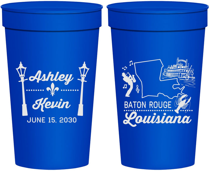 Personalized Wedding 32 oz Stadium Cups - Louisiana | 167