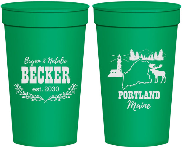 Personalized Wedding 32 oz Stadium Cups - Maine | 168