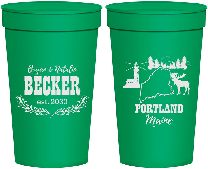 Personalized Wedding 32 oz Stadium Cups - Maine | 168