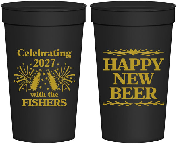 Personalized New Years 32 oz Stadium Cups - 2027 Happy New Beer | 170004