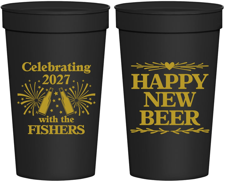 Personalized New Years 32 oz Stadium Cups - 2027 Happy New Beer | 170004