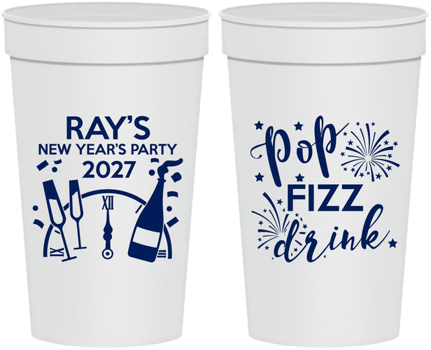 Personalized New Years 32 oz Stadium Cups - 2027 Pop Fizz Drink | 170007