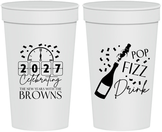 Personalized New Years 32 oz Stadium Cups - 2027 Pop Fizz Drink | 170009