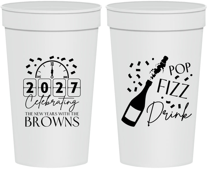 Personalized New Years 32 oz Stadium Cups - 2027 Pop Fizz Drink | 170009