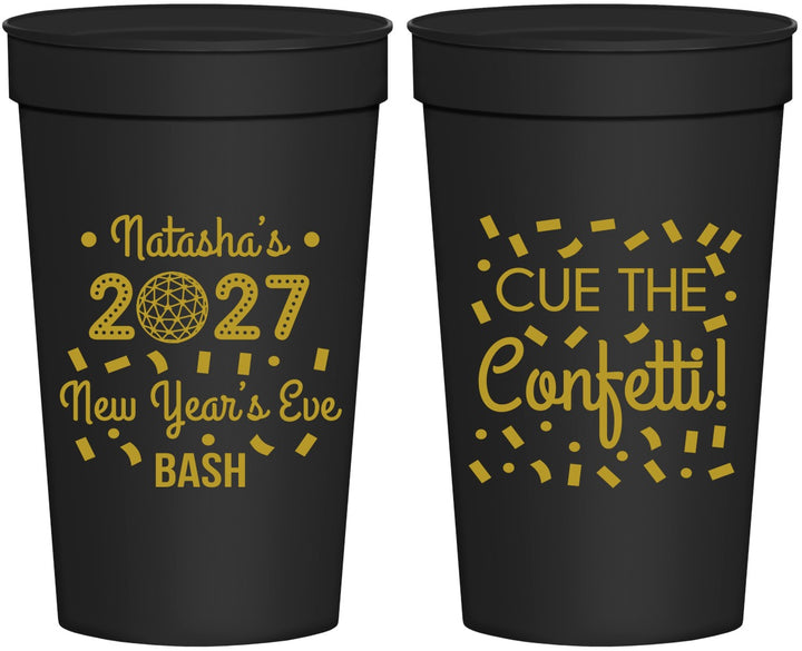 Personalized New Years 32 oz Stadium Cups - 2027 Nye Confetti | 170012