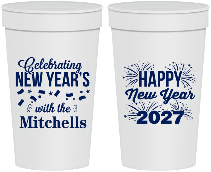 Personalized New Years 32 oz Stadium Cups - 2027 Nye Confetti | 170015