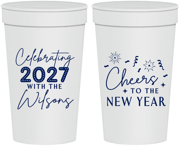 Personalized New Years 32 oz Stadium Cups - 2027 Cheers | 170019