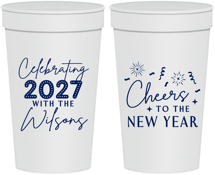 Personalized New Years 32 oz Stadium Cups - 2027 Cheers | 170019