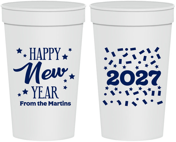 Personalized New Years 32 oz Stadium Cups - 2027 Confetti | 170027
