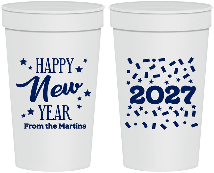Personalized New Years 32 oz Stadium Cups - 2027 Confetti | 170027