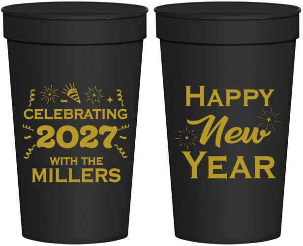 Personalized New Years 32 oz Stadium Cups - 2027 Nye Confetti | 170028