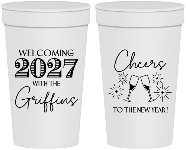 Personalized New Years 32 oz Stadium Cups - 2027 Cheers | 170029