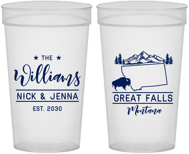 Personalized Wedding 32 oz Stadium Cups - Montana | 175