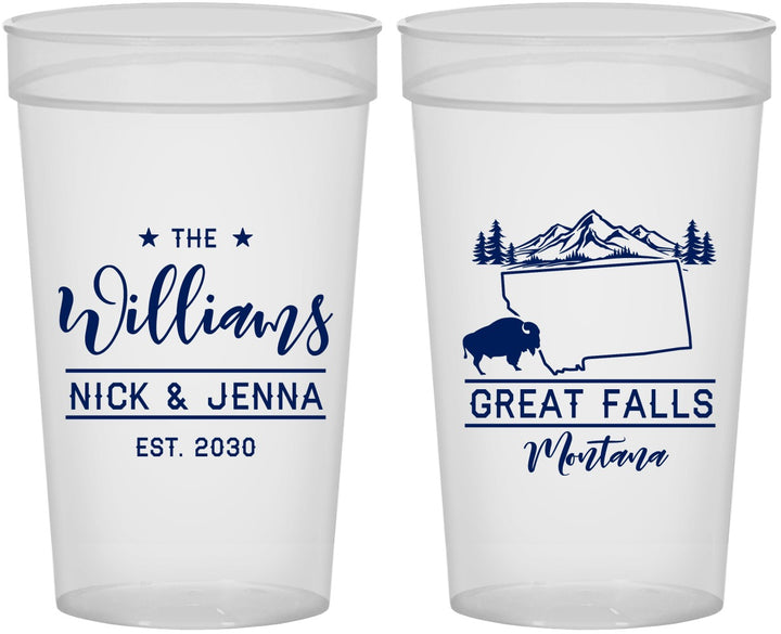 Personalized Wedding 32 oz Stadium Cups - Montana | 175
