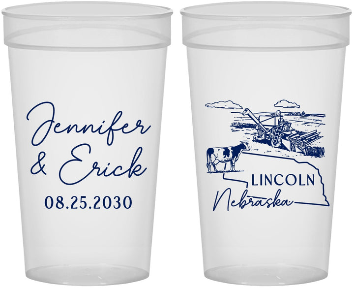 Personalized Wedding 32 oz Stadium Cups - Nebraska | 176