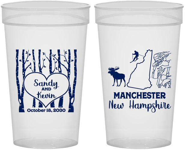Personalized Wedding 32 oz Stadium Cups - New Hampshire | 178