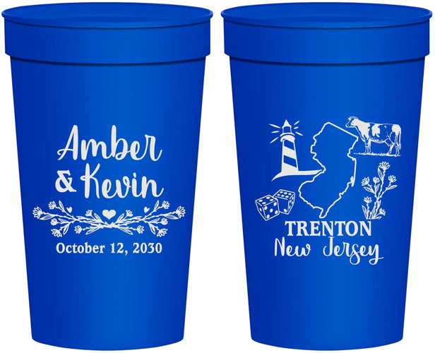 Personalized Wedding 32 oz Stadium Cups - New Jersey | 179