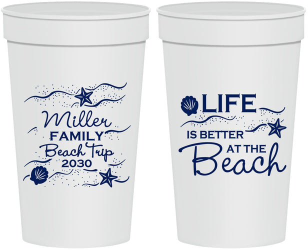 Personalized Family Vacation 32 oz Stadium Cups - Life Is Better At The Beach | 180001