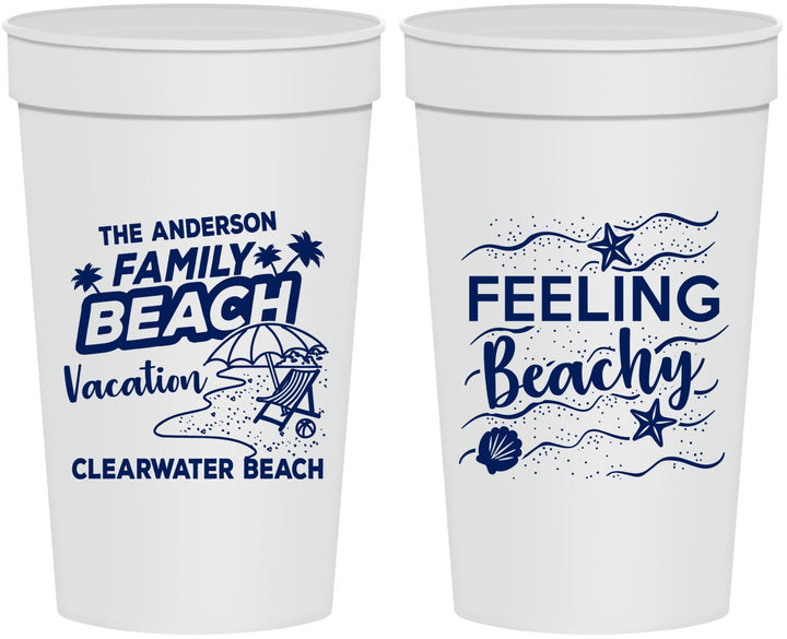 Personalized Family Vacation 32 oz Stadium Cups - Feeling Beachy | 180002