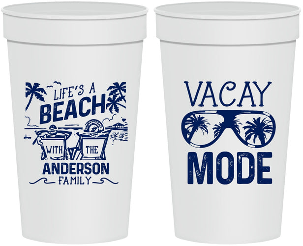 Personalized Family Vacation 32 oz Stadium Cups - Lifes A Beach | 180008