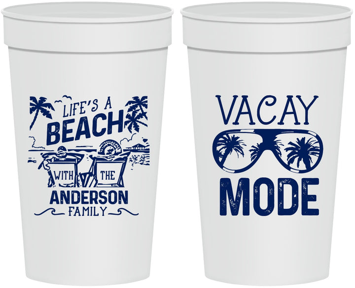 Personalized Family Vacation 32 oz Stadium Cups - Lifes A Beach | 180008