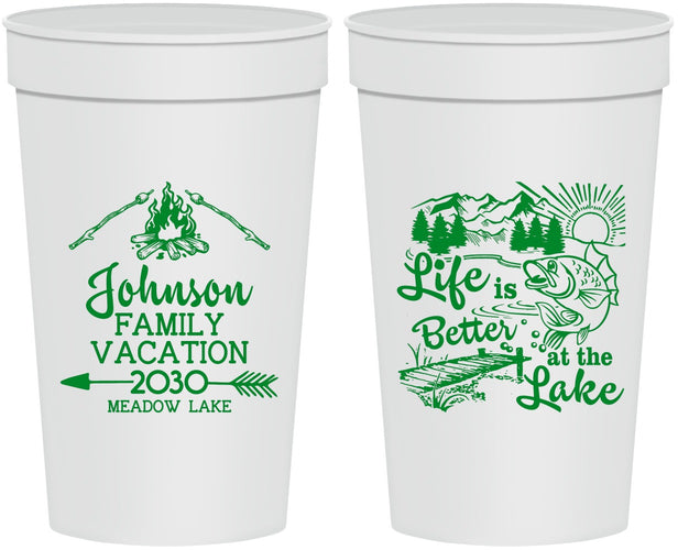 Personalized Family Vacation 32 oz Stadium Cups - Lake Camping | 180011