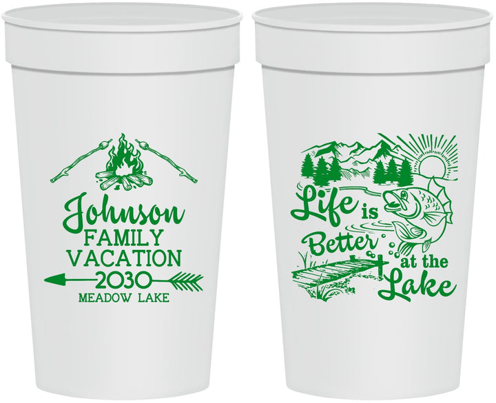 Personalized Family Vacation 32 oz Stadium Cups - Lake Camping | 180011