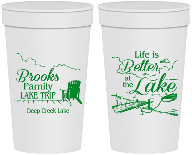 Personalized Family Vacation 32 oz Stadium Cups - Lake Camping | 180012
