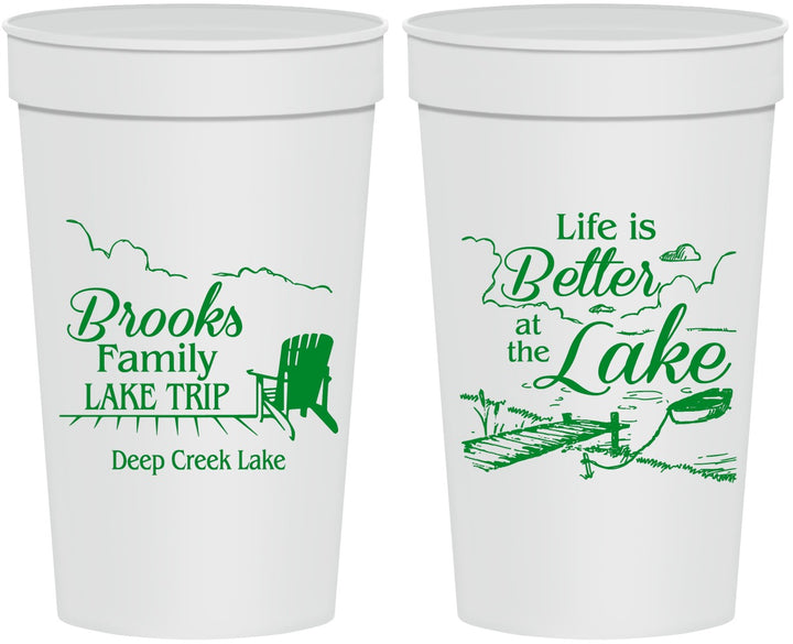 Personalized Family Vacation 32 oz Stadium Cups - Lake Camping | 180012