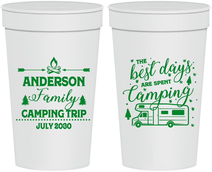 Personalized Family Vacation 32 oz Stadium Cups - Camping Trip | 180017
