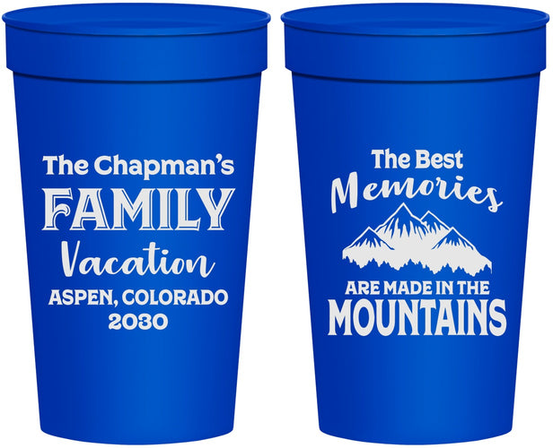 Personalized Family Vacation 32 oz Stadium Cups - Mountains | 180021