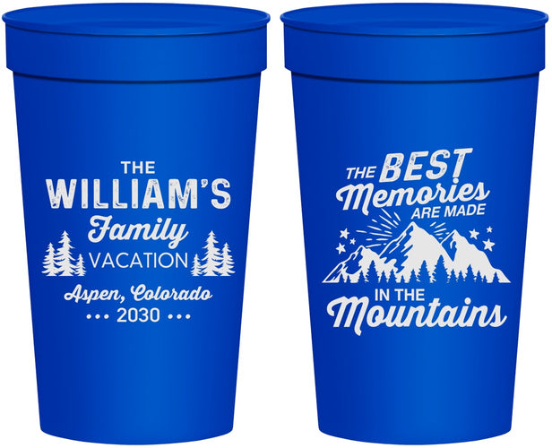 Personalized Family Vacation 32 oz Stadium Cups - Mountains | 180022