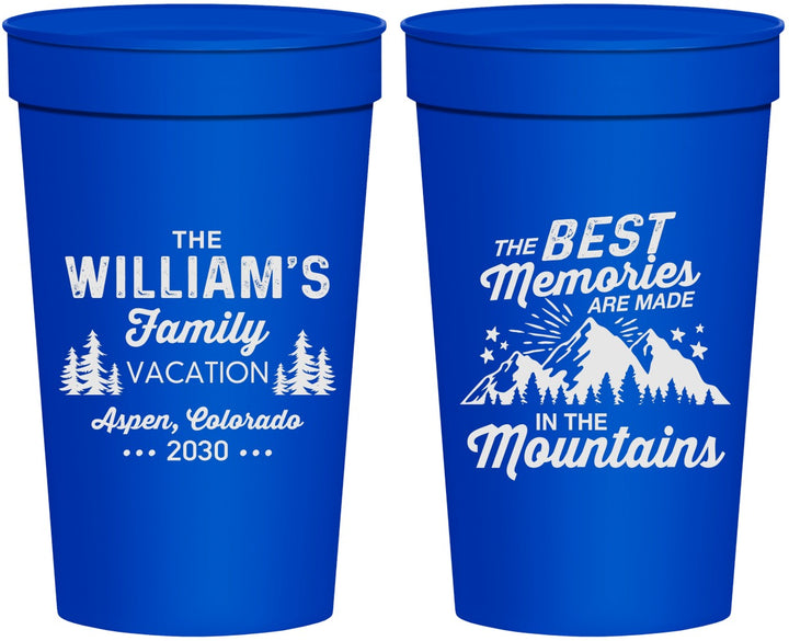 Personalized Family Vacation 32 oz Stadium Cups - Mountains | 180022