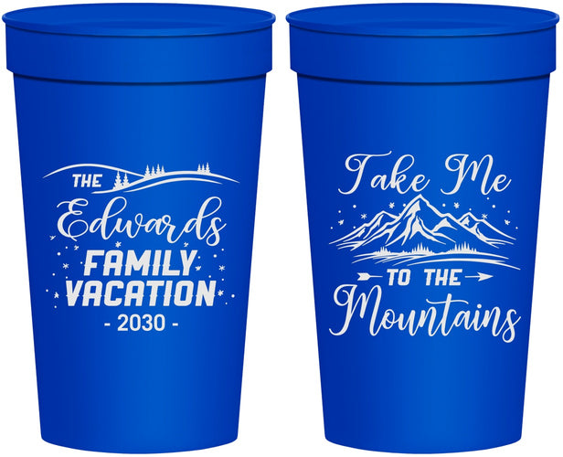 Personalized Family Vacation 32 oz Stadium Cups - Mountains | 180024