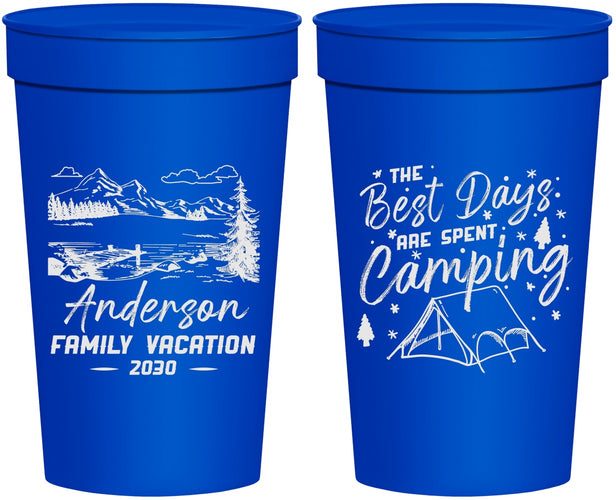 Personalized Family Vacation 32 oz Stadium Cups - Camping Trip | 180025