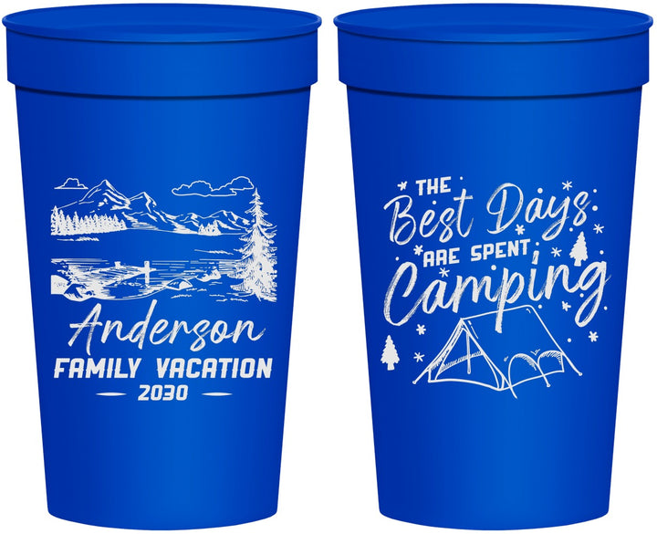 Personalized Family Vacation 32 oz Stadium Cups - Camping Trip | 180025