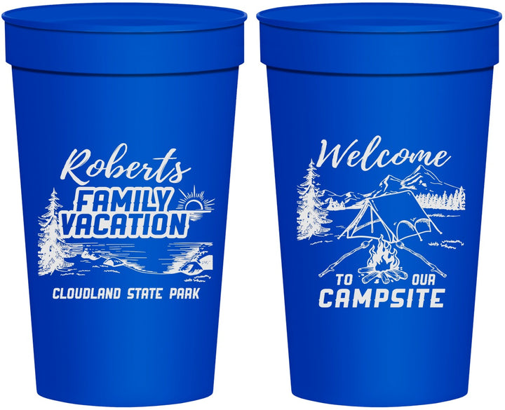 Personalized Family Vacation 32 oz Stadium Cups - Camping Trip | 180026