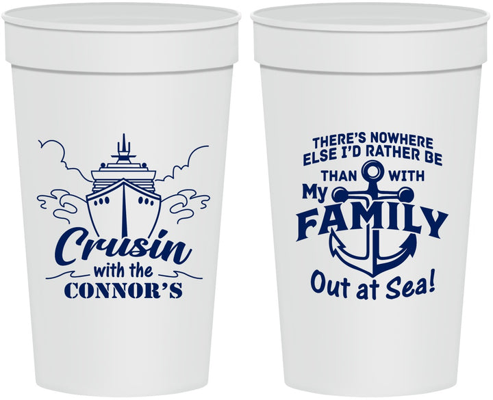 Personalized Family Vacation 32 oz Stadium Cups - Nautical Cruise | 180031