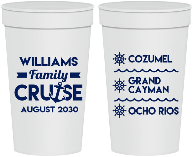 Personalized Family Vacation 32 oz Stadium Cups - Nautical Cruise | 180034