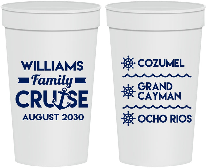 Personalized Family Vacation 32 oz Stadium Cups - Nautical Cruise | 180034