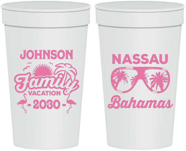 Personalized Family Vacation 32 oz Stadium Cups - Bahamas | 180041