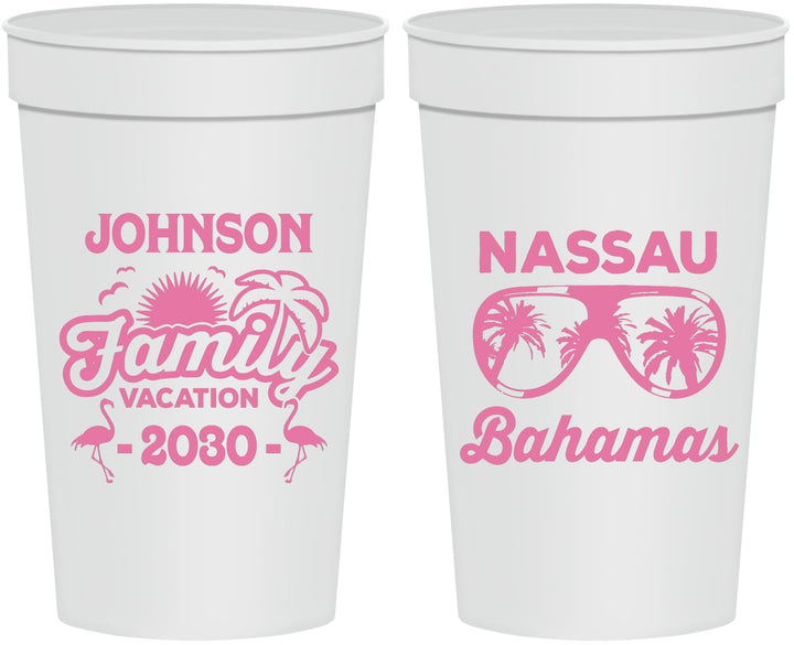 Personalized Family Vacation 32 oz Stadium Cups - Bahamas | 180041